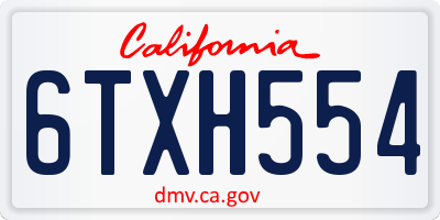 CA license plate 6TXH554