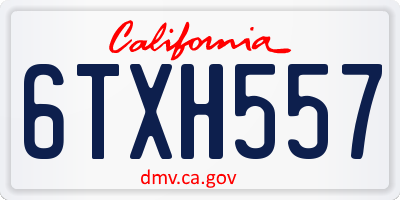 CA license plate 6TXH557