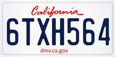 CA license plate 6TXH564
