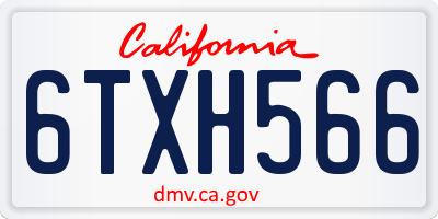CA license plate 6TXH566