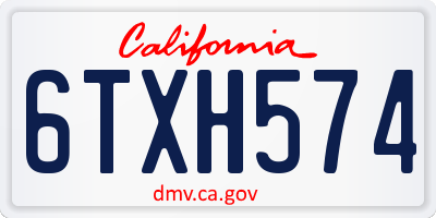 CA license plate 6TXH574