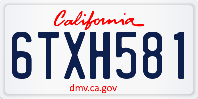CA license plate 6TXH581