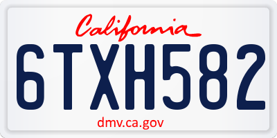 CA license plate 6TXH582