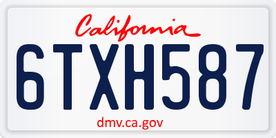 CA license plate 6TXH587