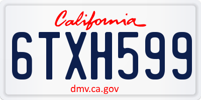 CA license plate 6TXH599
