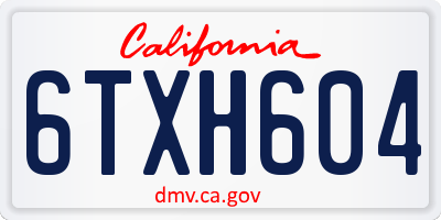 CA license plate 6TXH604