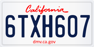 CA license plate 6TXH607