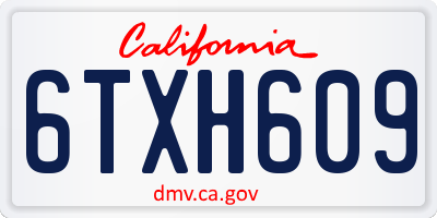 CA license plate 6TXH609