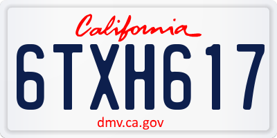 CA license plate 6TXH617