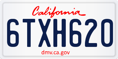 CA license plate 6TXH620