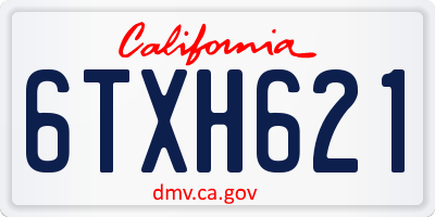 CA license plate 6TXH621