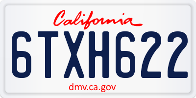 CA license plate 6TXH622
