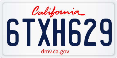 CA license plate 6TXH629
