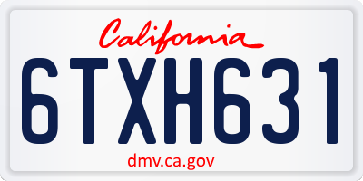 CA license plate 6TXH631