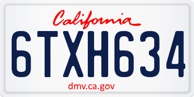CA license plate 6TXH634