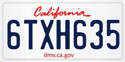 CA license plate 6TXH635