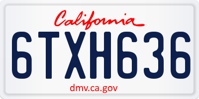 CA license plate 6TXH636