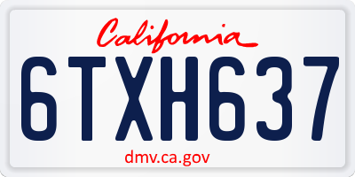 CA license plate 6TXH637