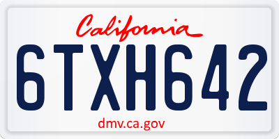 CA license plate 6TXH642