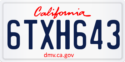 CA license plate 6TXH643