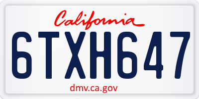 CA license plate 6TXH647