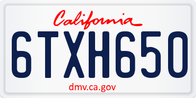 CA license plate 6TXH650