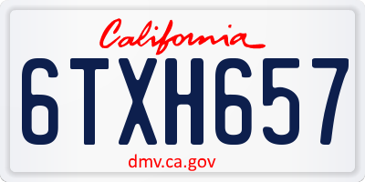 CA license plate 6TXH657
