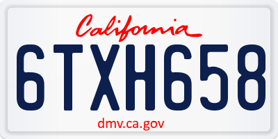 CA license plate 6TXH658