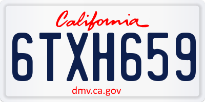 CA license plate 6TXH659