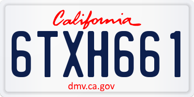 CA license plate 6TXH661