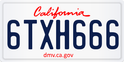 CA license plate 6TXH666