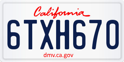 CA license plate 6TXH670