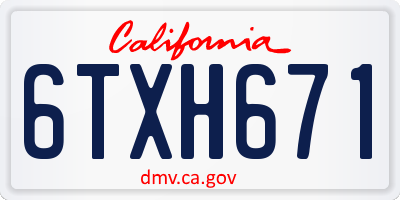 CA license plate 6TXH671