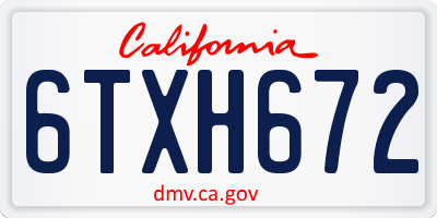 CA license plate 6TXH672