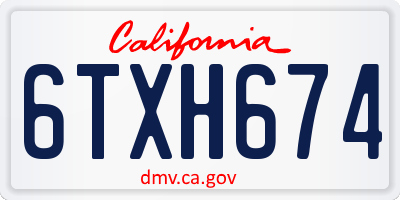 CA license plate 6TXH674