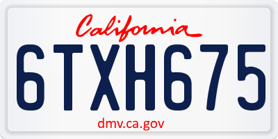 CA license plate 6TXH675