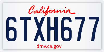 CA license plate 6TXH677
