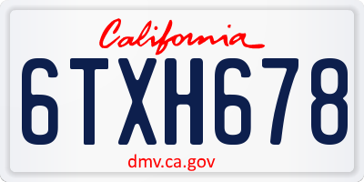 CA license plate 6TXH678