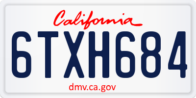 CA license plate 6TXH684