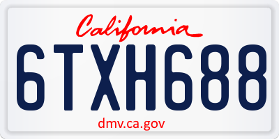 CA license plate 6TXH688