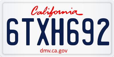 CA license plate 6TXH692