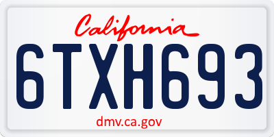 CA license plate 6TXH693