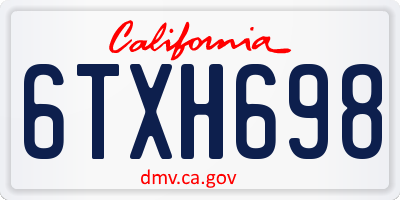 CA license plate 6TXH698