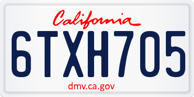 CA license plate 6TXH705