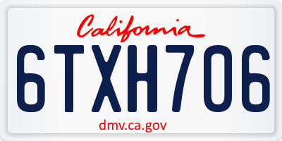 CA license plate 6TXH706