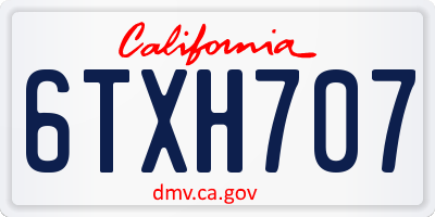 CA license plate 6TXH707