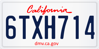 CA license plate 6TXH714