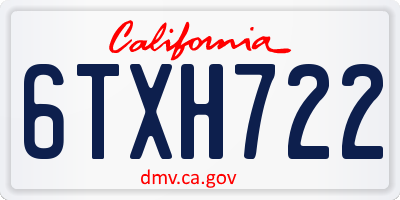 CA license plate 6TXH722