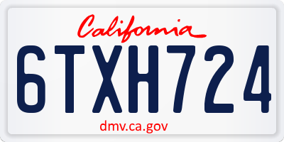 CA license plate 6TXH724