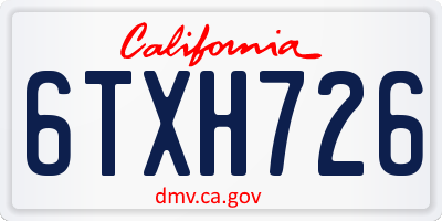CA license plate 6TXH726